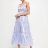 Light Sheen Front Tie Maxi Gown