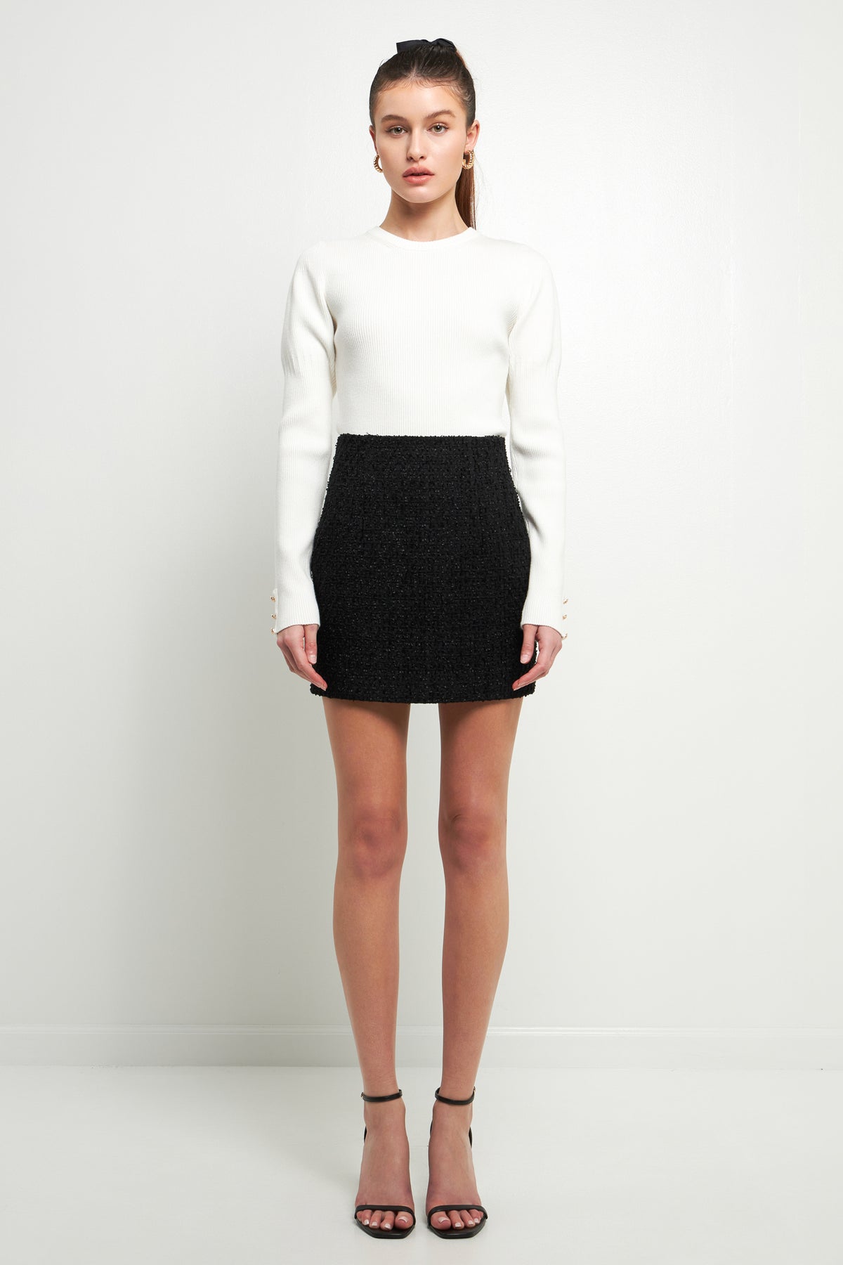 High-Waisted Tweed Skirt