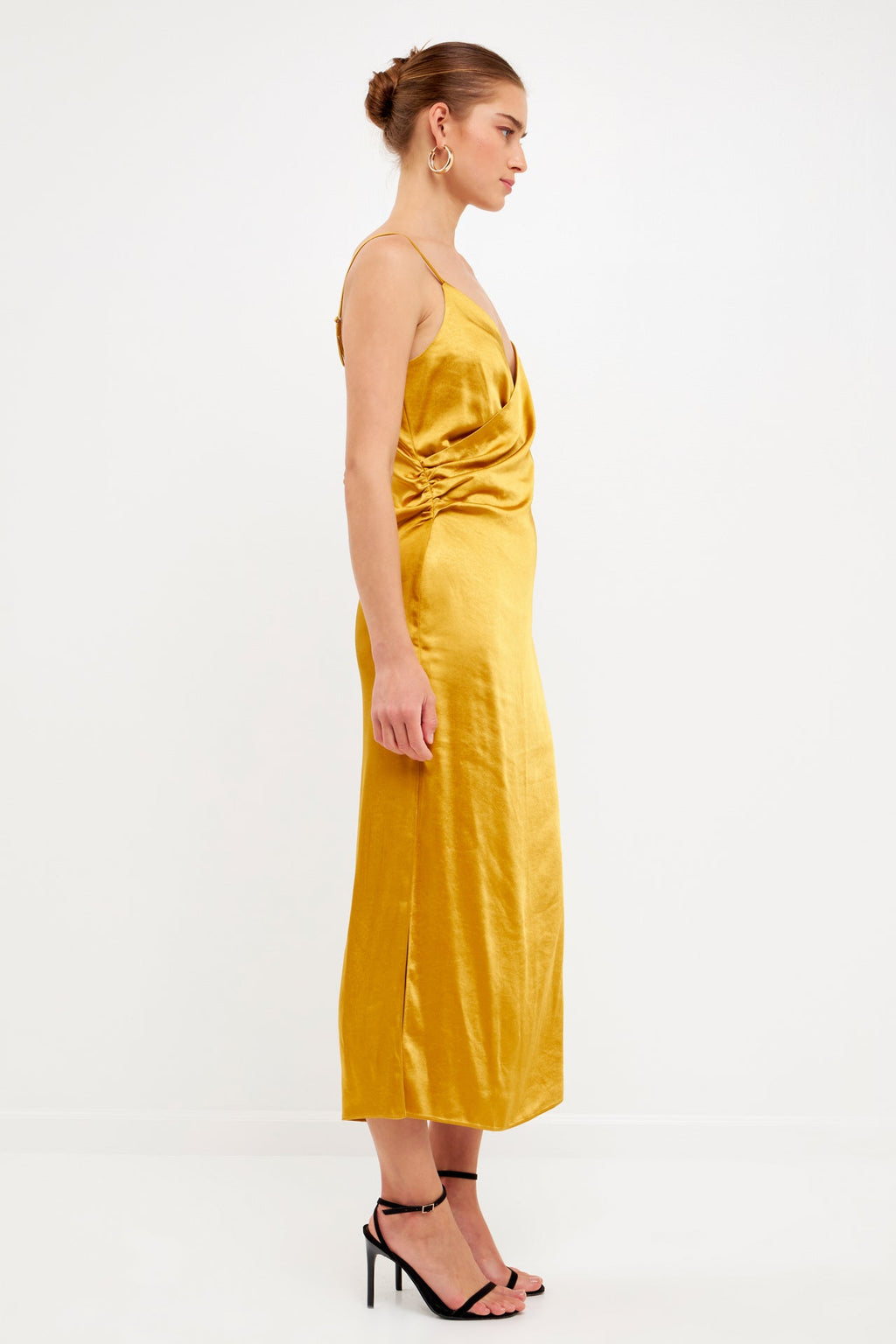 Satin Wrap Midi Dress