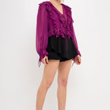 ENDLESS ROSE - Multi Ruffled Long Sleeve Blouse - SHIRTS & BLOUSES available at Objectrare