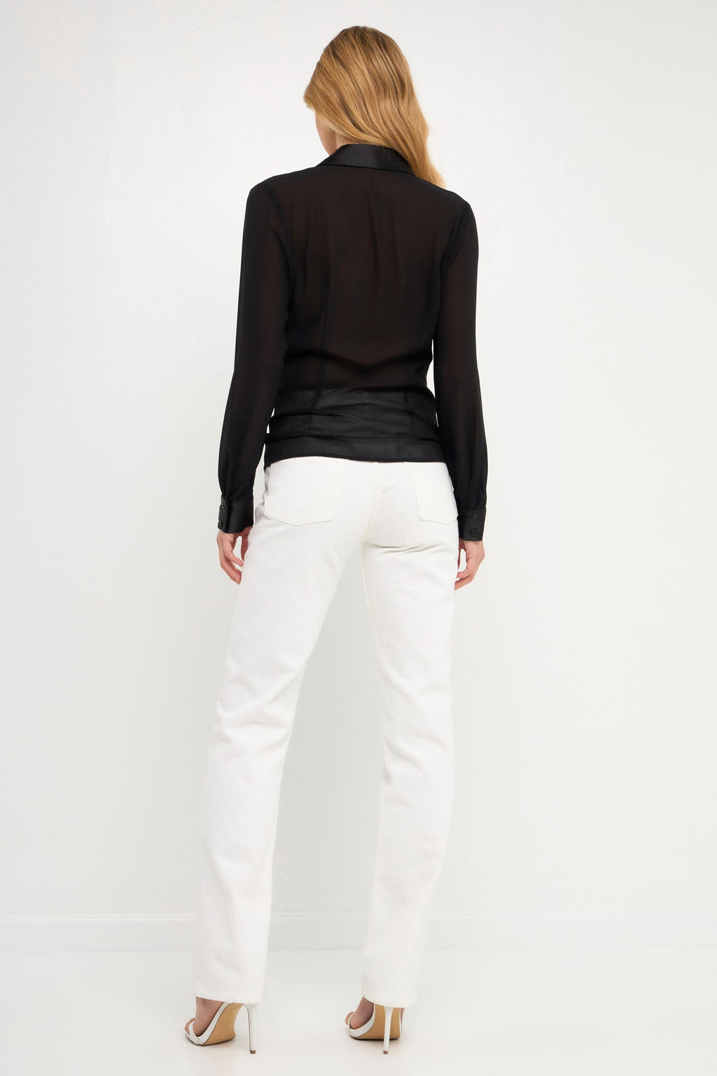 Front Ruched Chiffon Blouse
