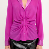 Front Ruched Chiffon Blouse