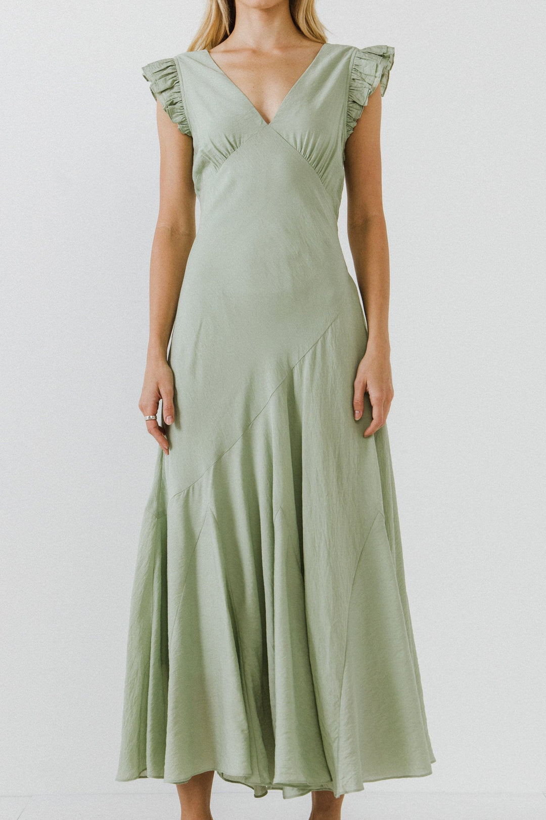 RUFFLES ASYMMETRICAL MAXI DRESS