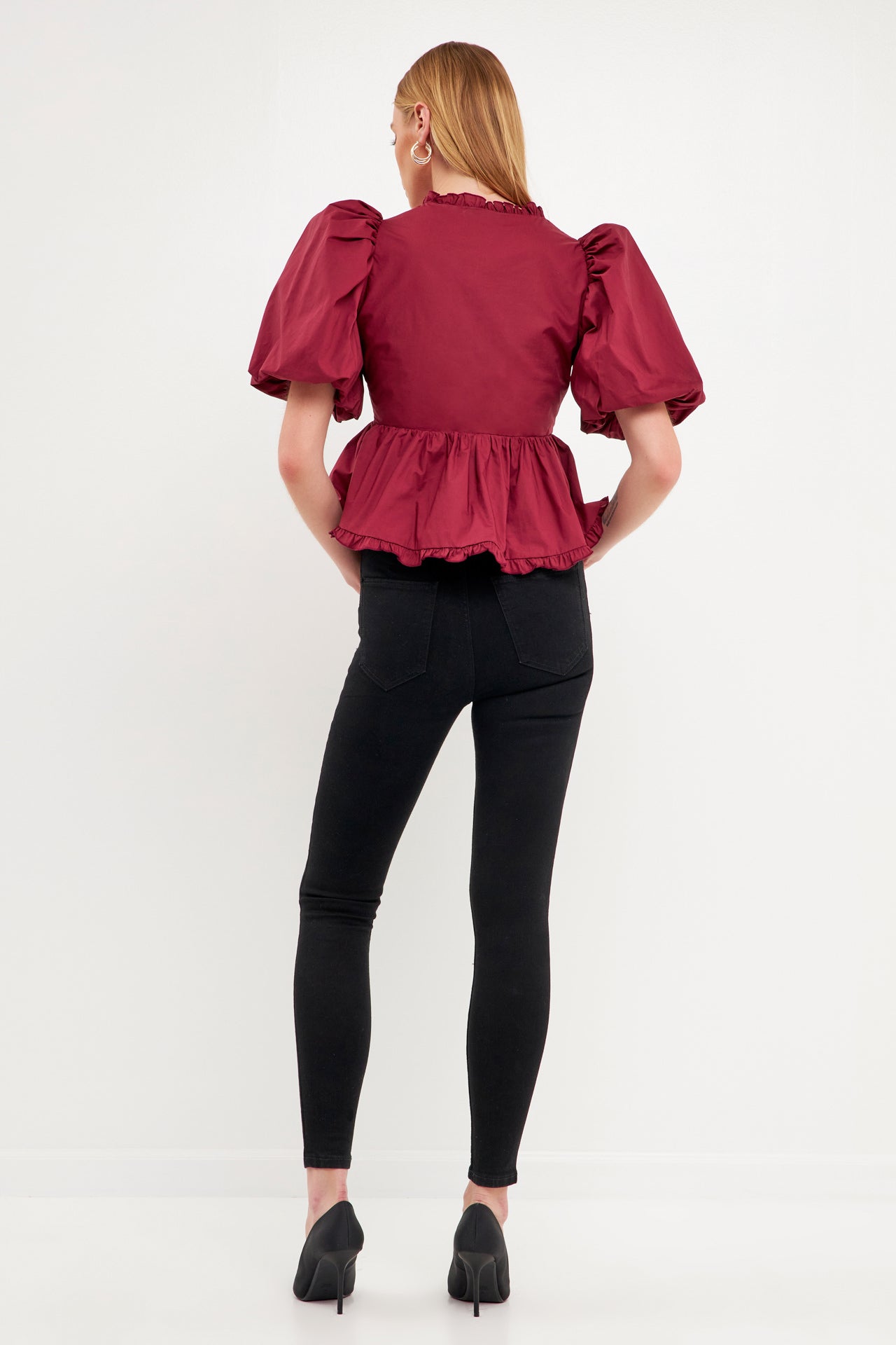 Puff Sleeve Peplum Top – Endless Rose