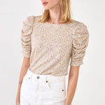 ENDLESS ROSE - Sequin Shirred Sleeve Top - TOPS available at Objectrare