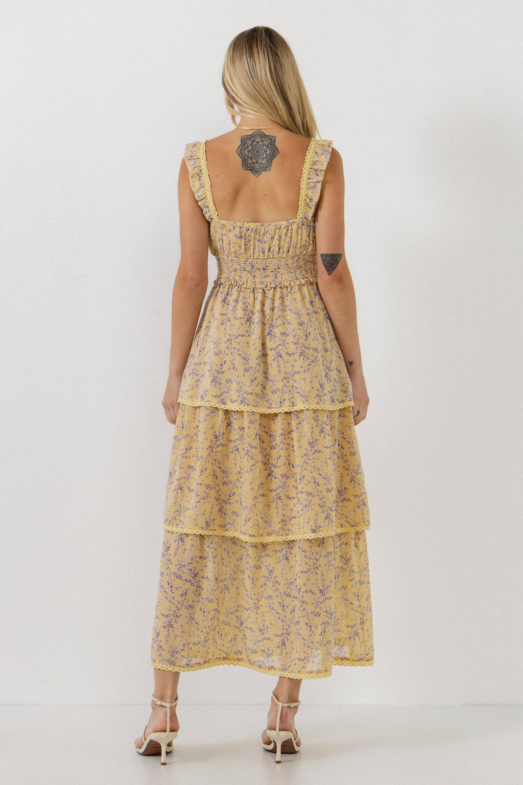 Floral Lace Trim Detail Maxi Dress