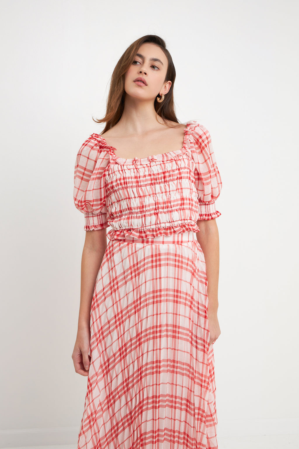 Gingham Smocked Top