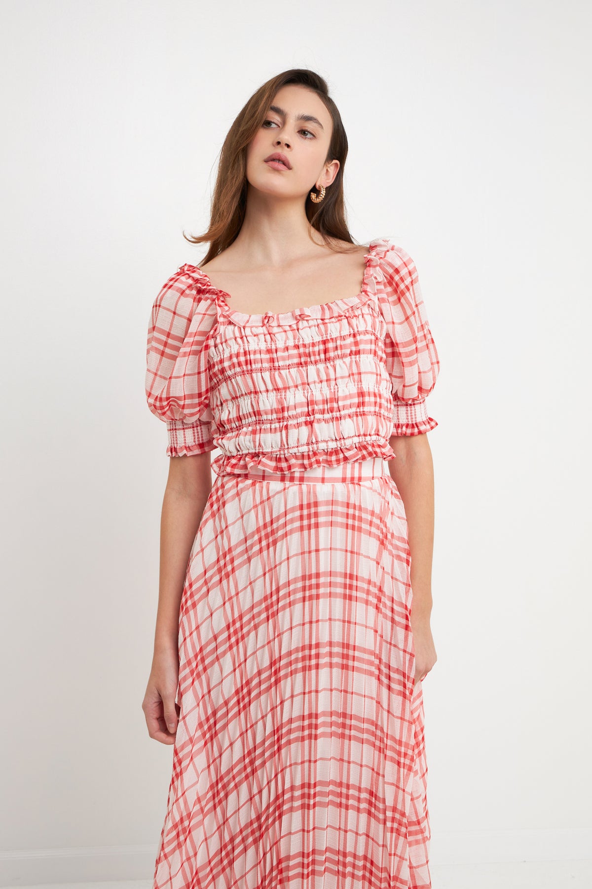 Gingham Smocked Top