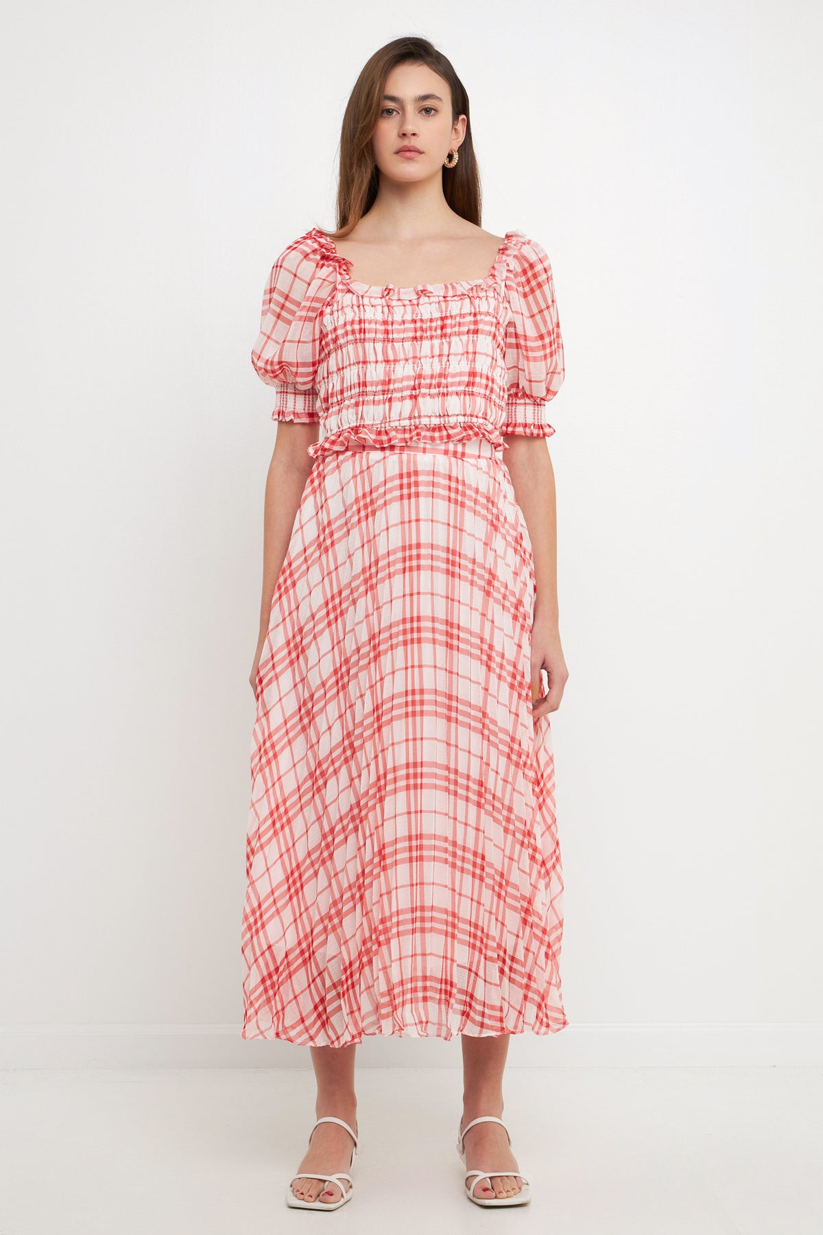 Gingham Smocked Top