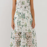 Floral Printed Lace Midi Dress
