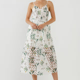 Floral Printed Lace Midi Dress