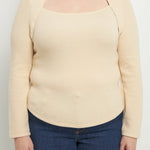 ENDLESS ROSE - Ribbed Fitted Knit Top - TOPS available at Objectrare