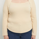 ENDLESS ROSE - Ribbed Fitted Knit Top - TOPS available at Objectrare