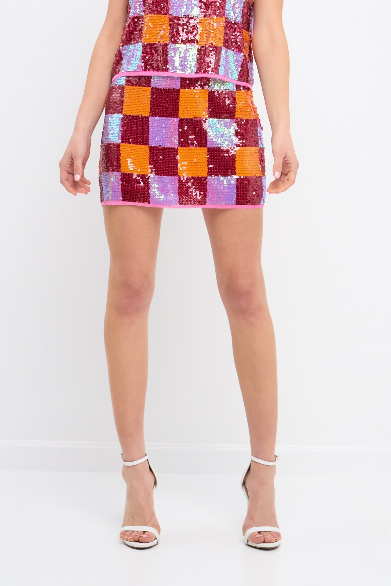 Endless Rose - Checkered Sequin Mini Skirt - Skirts in Women's Clothing available at endlessrose.com