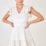 Eyelet Mixed Media Mini Dress