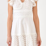 Eyelet Mixed Media Mini Dress
