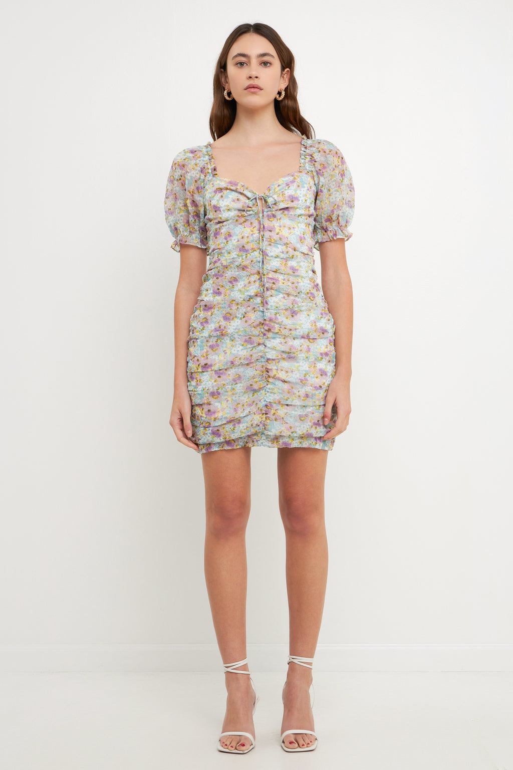 Puff Sleeve Mini Dress with Sweetheart Neckline
