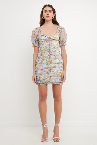 Puff Sleeve Mini Dress with Sweetheart Neckline