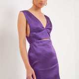 Satin Cut-Out Mini Dress