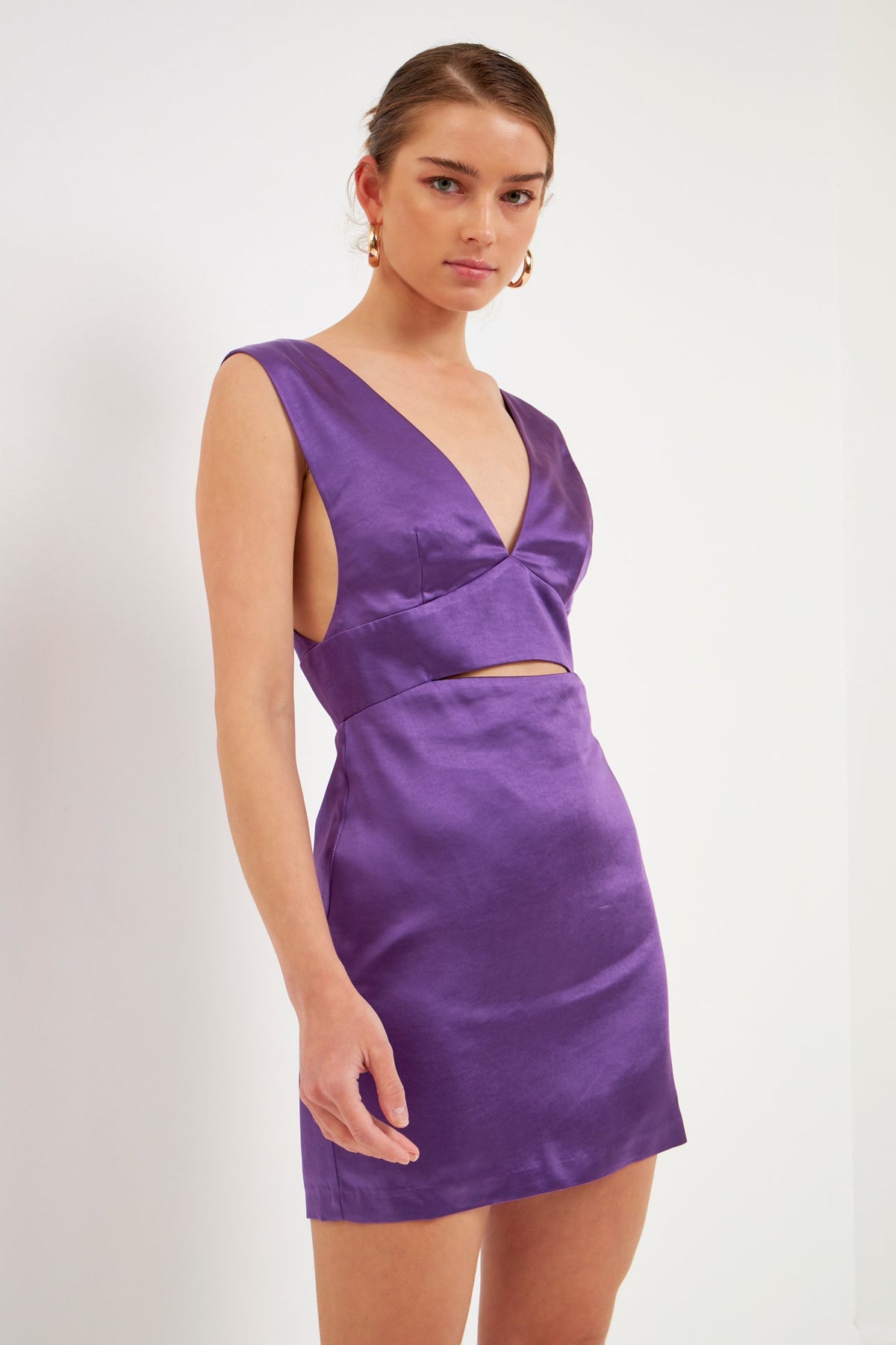 Satin Cut-Out Mini Dress