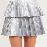 ENDLESS ROSE-Shiny Pu Pleated Mini Skirt-SKIRTS available at Objectrare