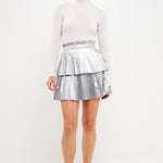 ENDLESS ROSE-Shiny Pu Pleated Mini Skirt-SKIRTS available at Objectrare