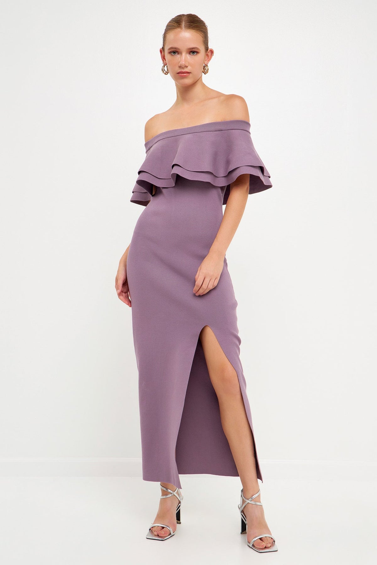 Off the Shoulder Ruffle Maxi Dress