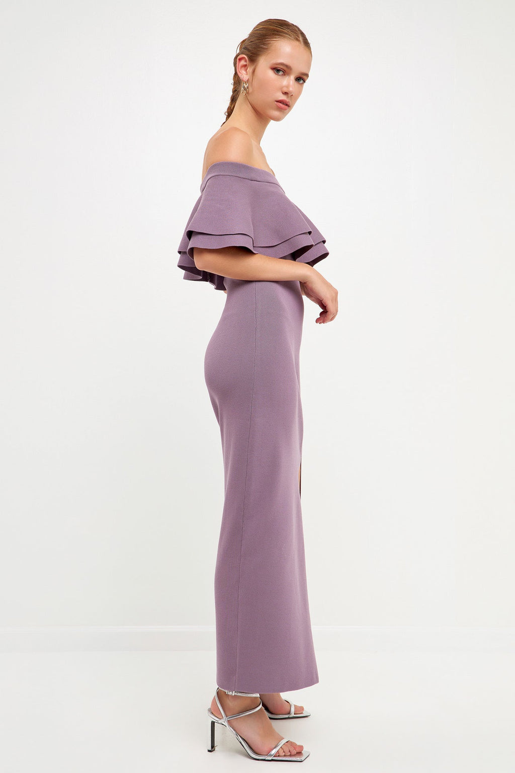 Off the Shoulder Ruffle Maxi Dress