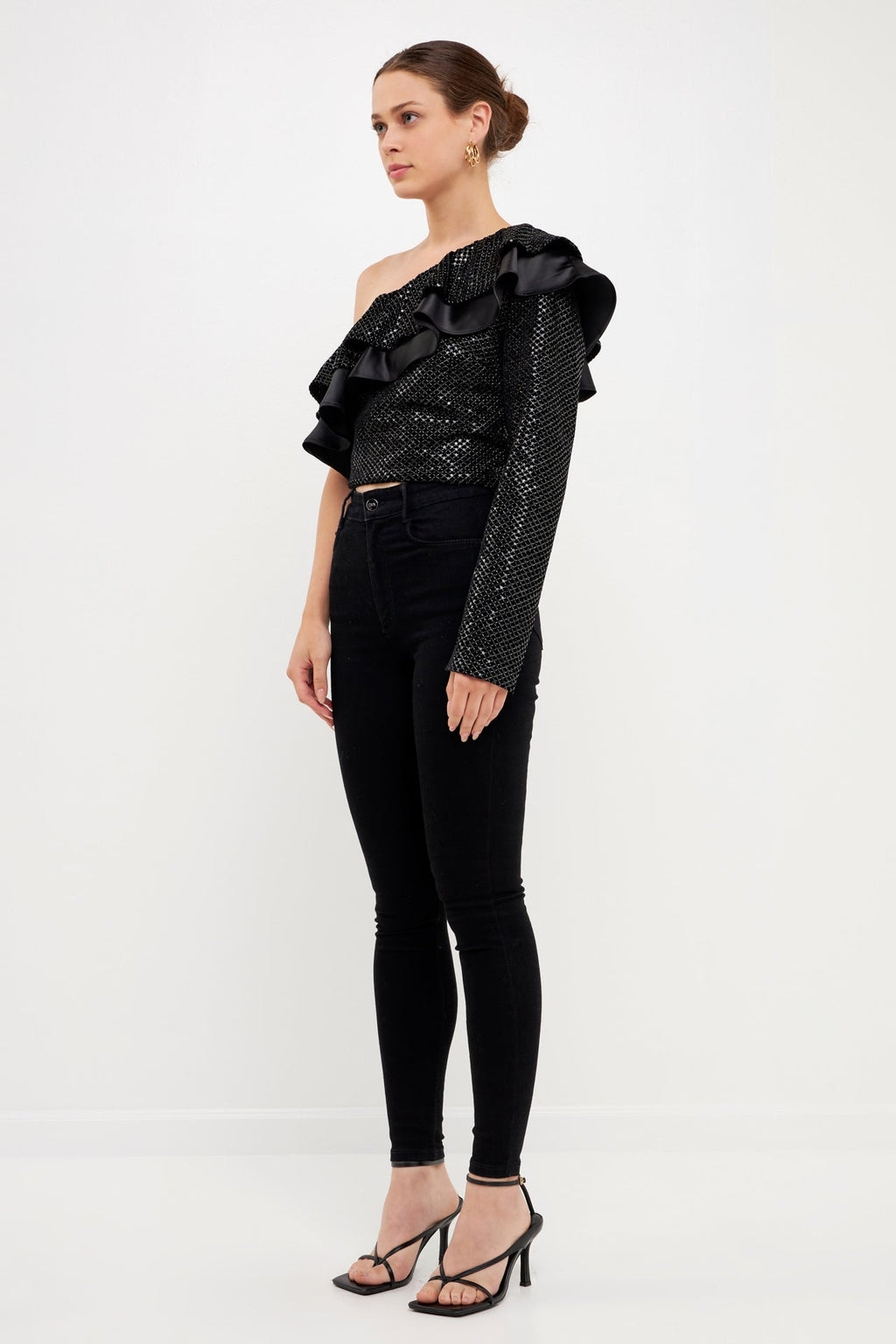 One Shoulder Sequin Top