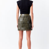 Leather Fringe Mini Skirt