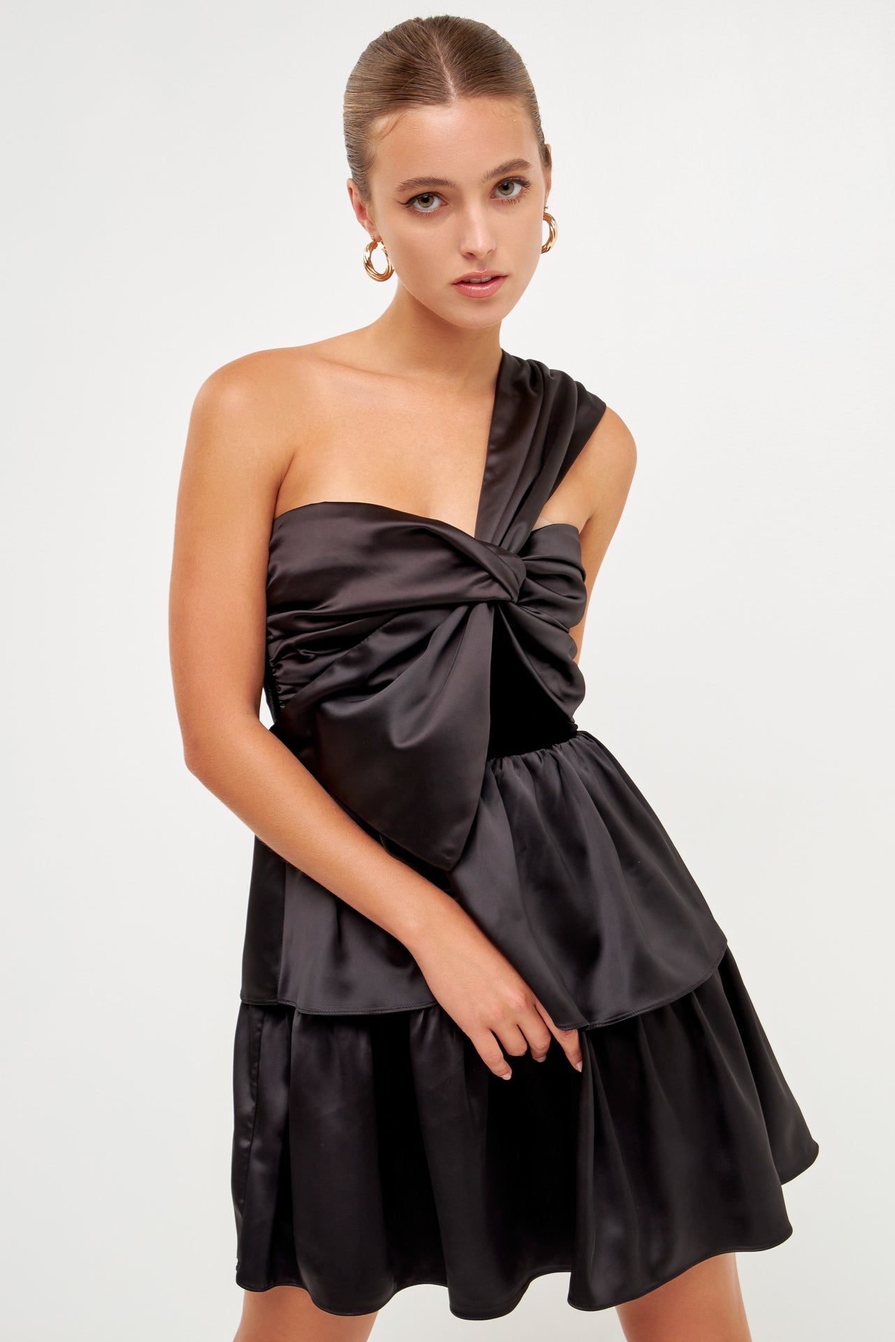 Endless Rose - One-Shoulder Satin Mini Dress - Dresses in Women's Clothing available at endlessrose.com