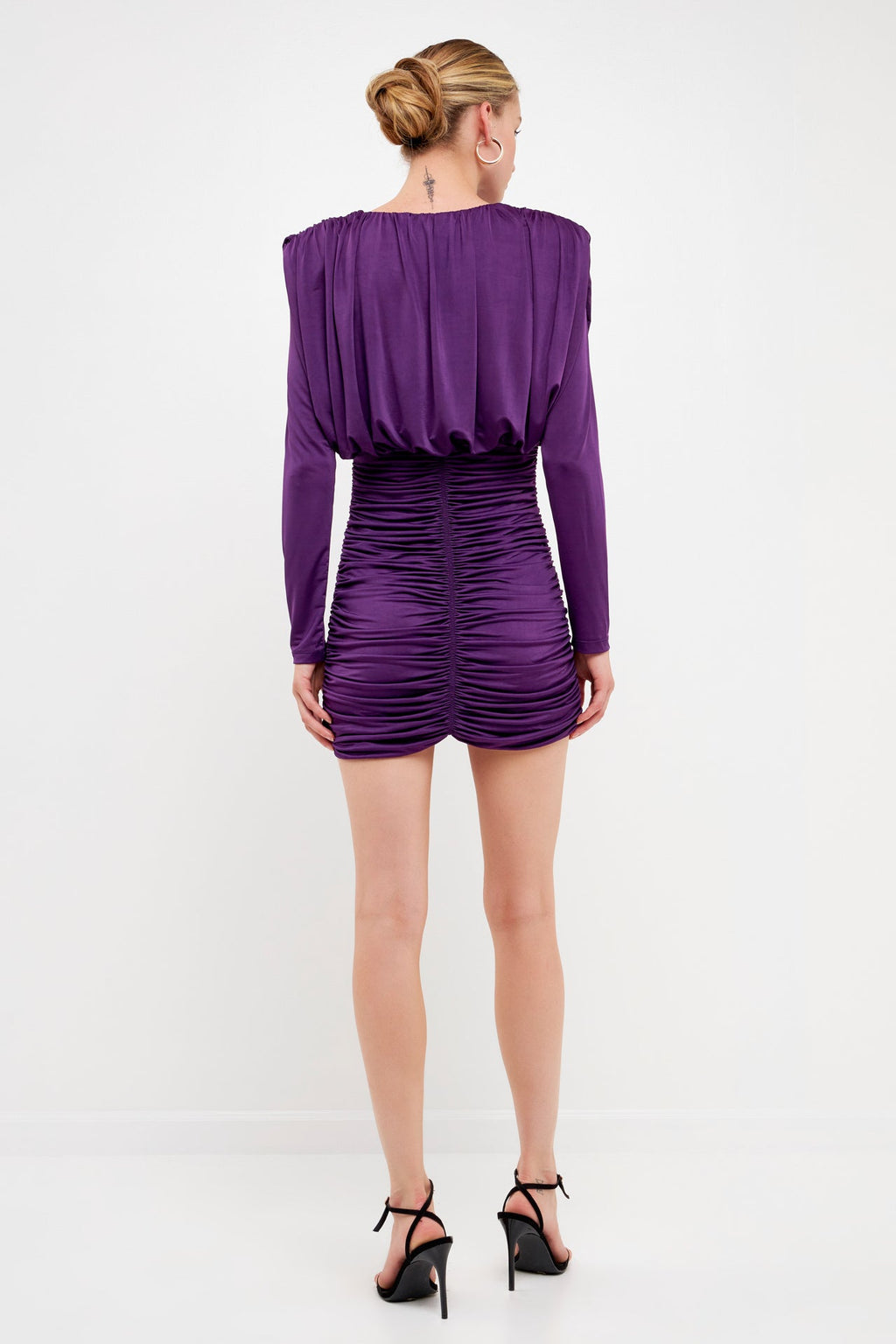 Long-Sleeve Ruched Mini Dress