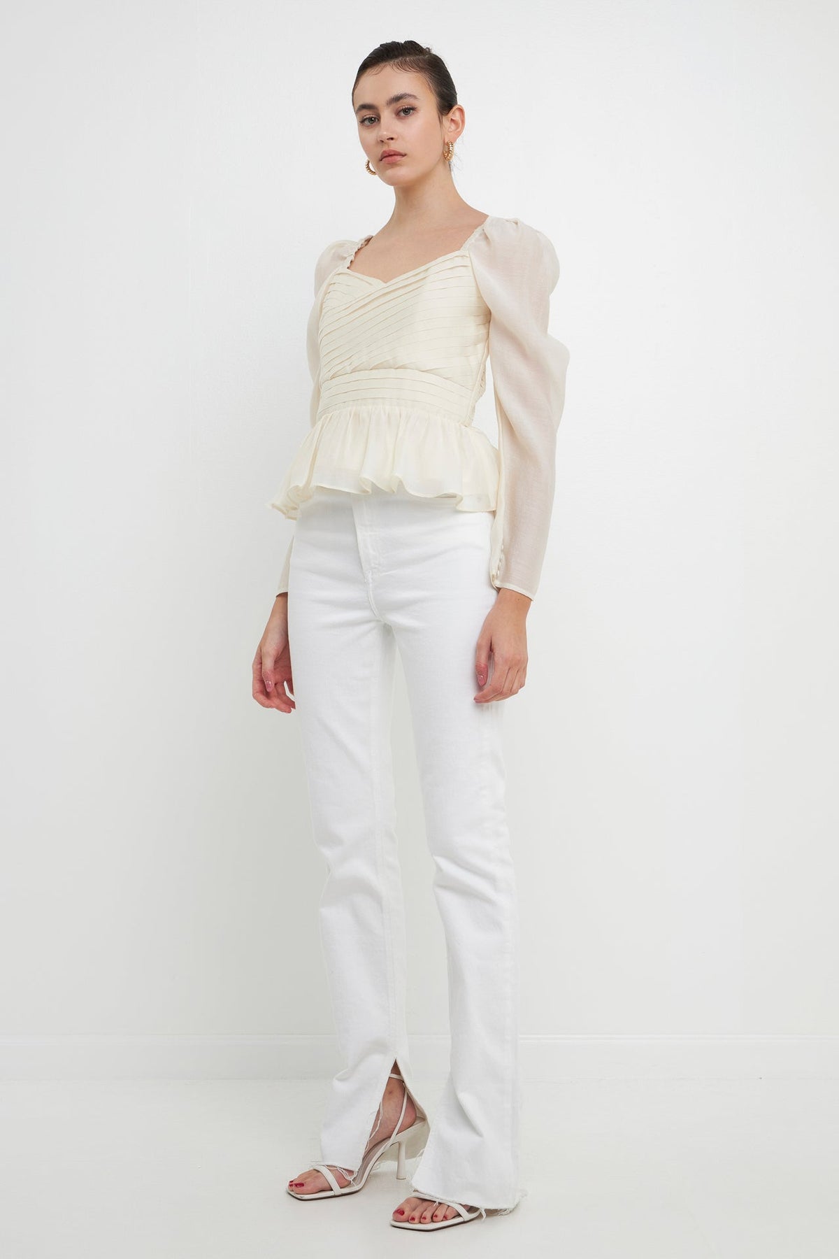 Long-Sleeve Peplum Top