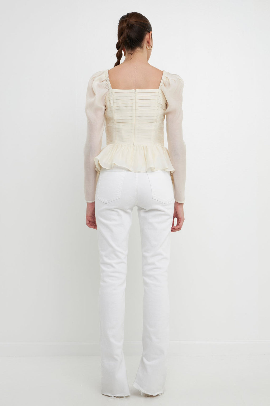 Long-Sleeve Peplum Top