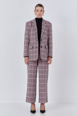 ENDLESS ROSE-Houndstooth Oversize Blazer-BLAZERS available at Objectrare