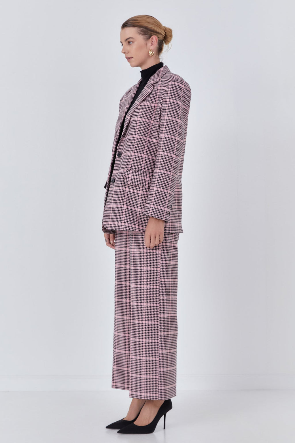 ENDLESS ROSE-Houndstooth Oversize Blazer-BLAZERS available at Objectrare
