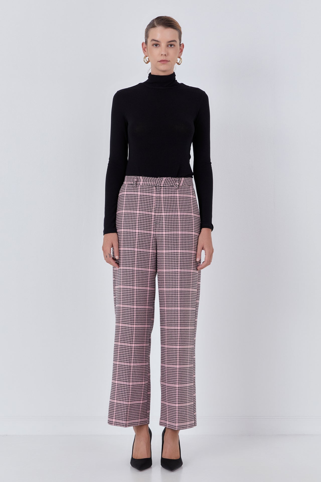 ENDLESS ROSE-Houndstooth Women Pants-PANTS available at Objectrare