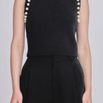 ENDLESS ROSE - Pearl Detail Knit Tank Top - TOPS available at Objectrare