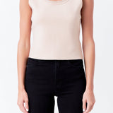 ENDLESS ROSE-Pearl Trim Knit Tank Top-TOPS available at Objectrare