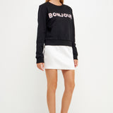 Bonjour Lettering Beads Sweatshirt