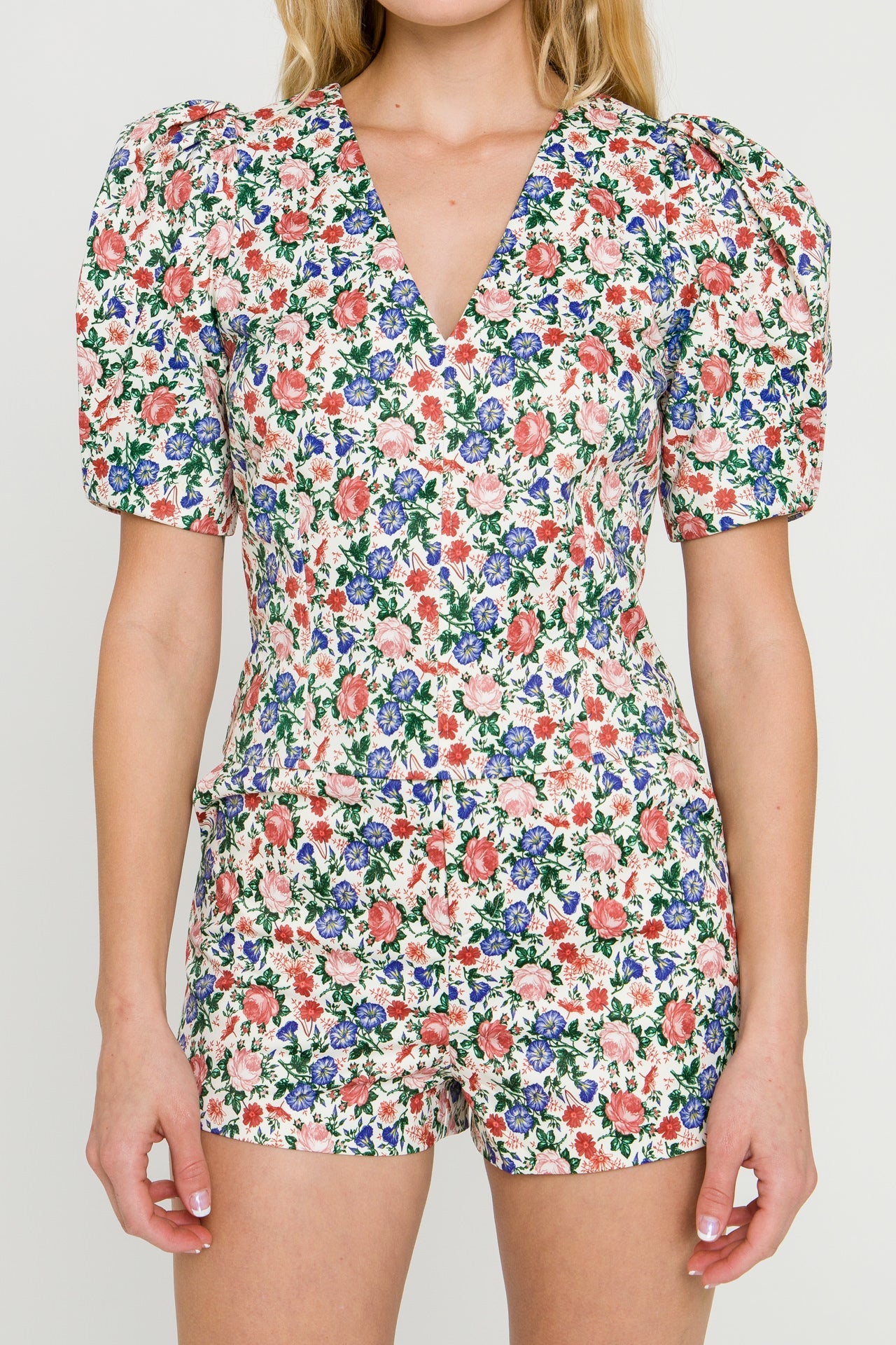 ENDLESS ROSE - Floral Print V-neck Top - TOPS available at Objectrare