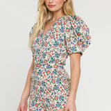 ENDLESS ROSE - Floral Print V-neck Top - TOPS available at Objectrare
