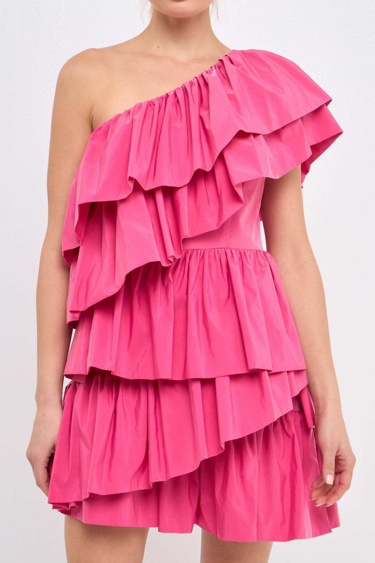 Endless Rose - One-Shoulder Ruffled Mini Dress Lilac / M Endless Rose - One-Shoulder Ruffled Mini Dress Lilac / M