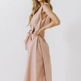 V-neckline Sleeveless Midi Dress