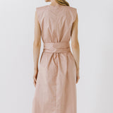 V-neckline Sleeveless Midi Dress