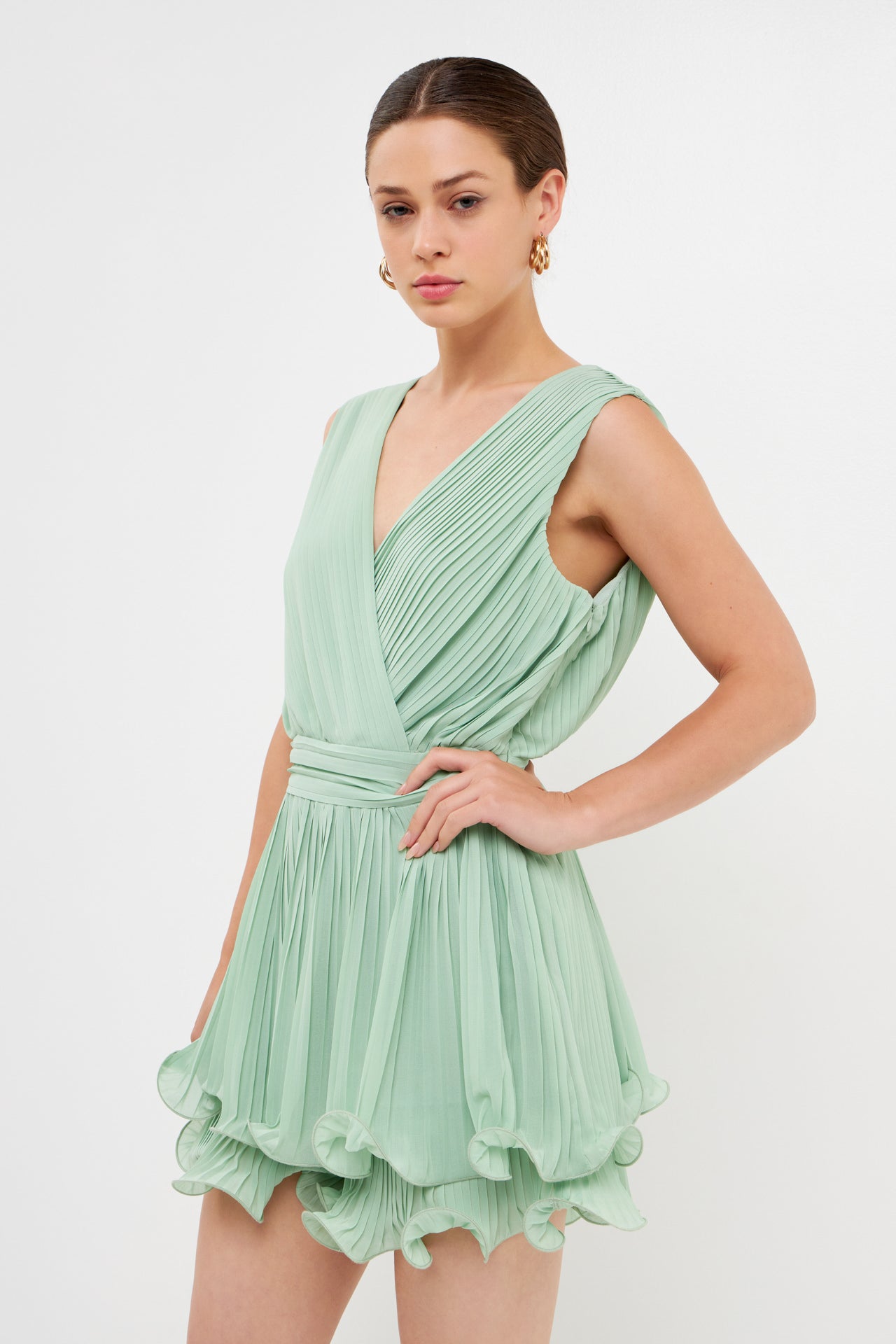 Pleated Romper – Endless Rose