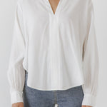 ENDLESS ROSE - V-neckline Puff Long Sleeve Top - SHIRTS & BLOUSES available at Objectrare