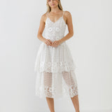 Lace Cami Tiered Midi Dress