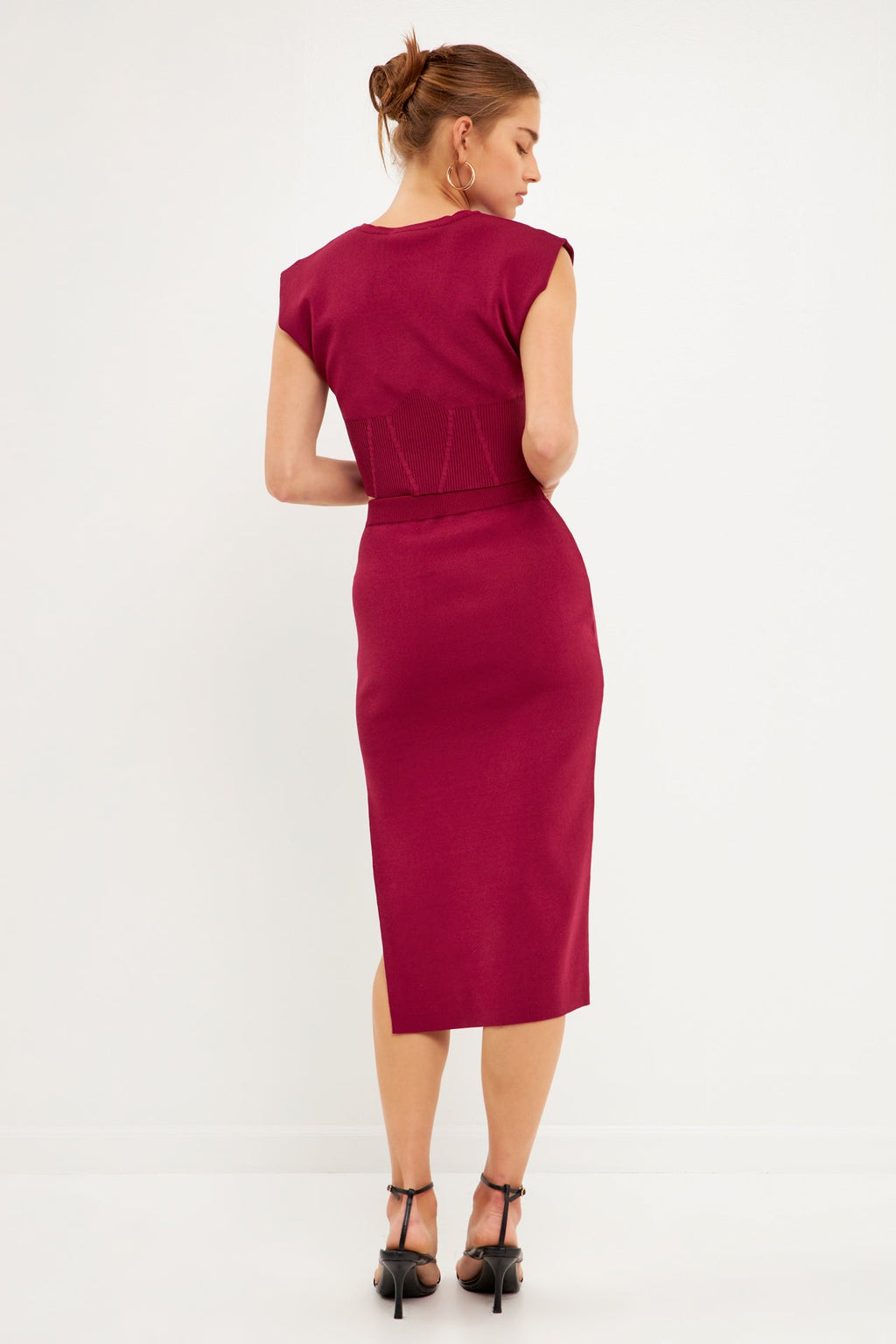 Cinched Waist Sleeveless Knit Top