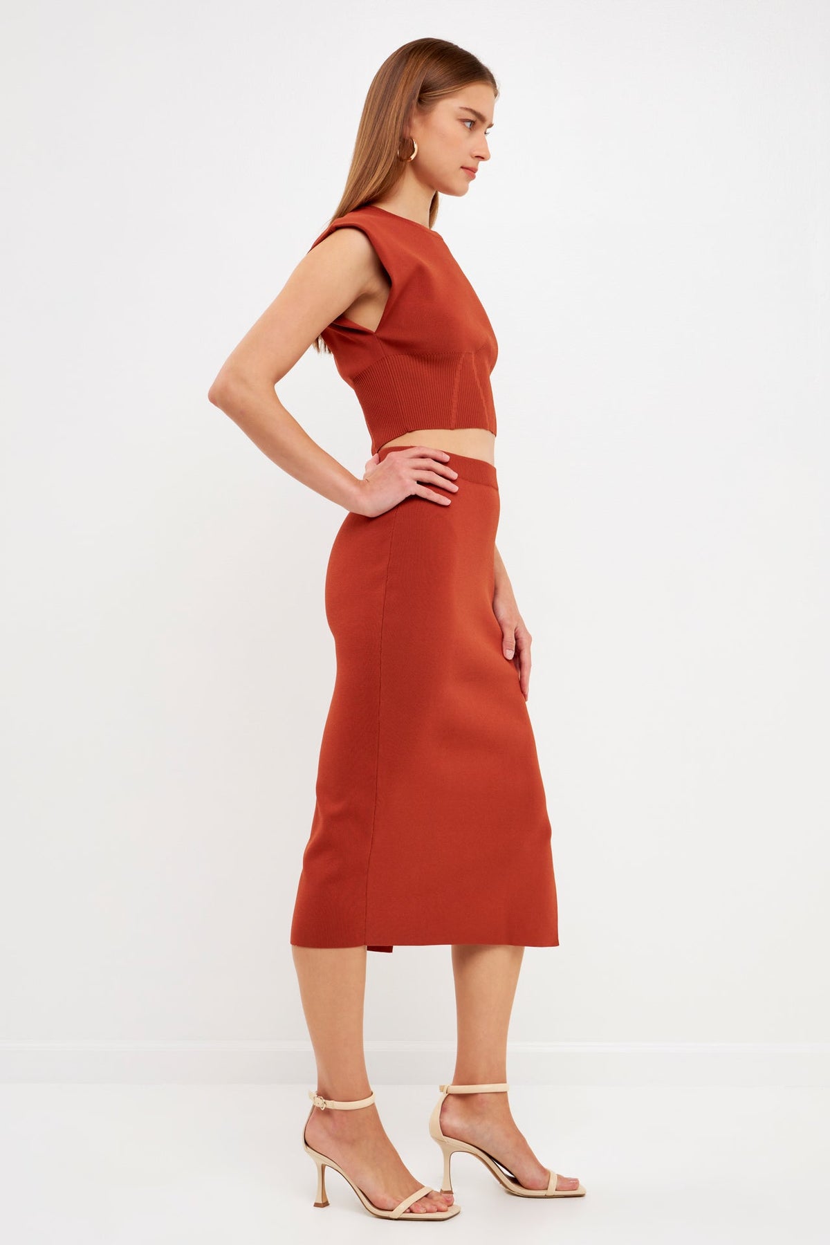 Side Slit Detailed Knit Midi Skirt